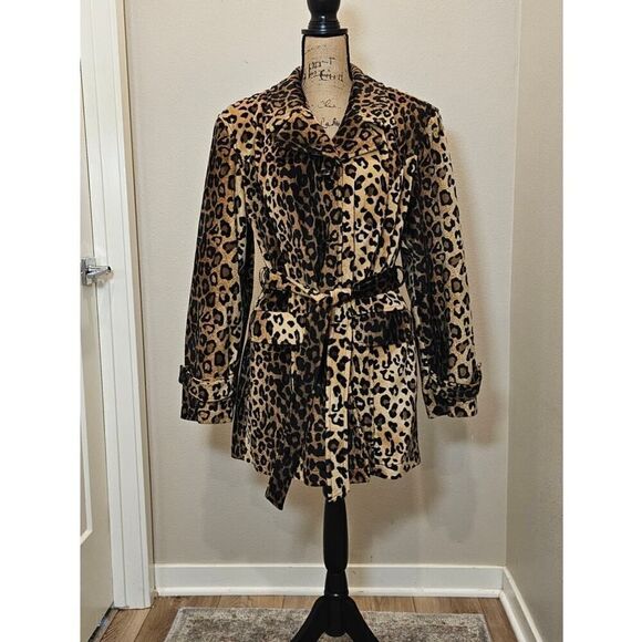 Mix It Leopard Print Coat with Belt Size Large - Picture 1 of 7